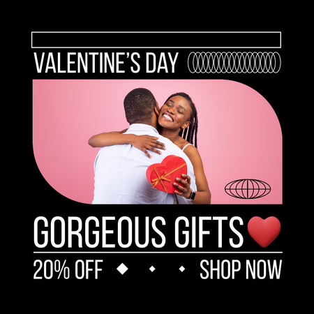 Valentine`s Day Sale Offer with Couple Hugging Animated Post Design Template