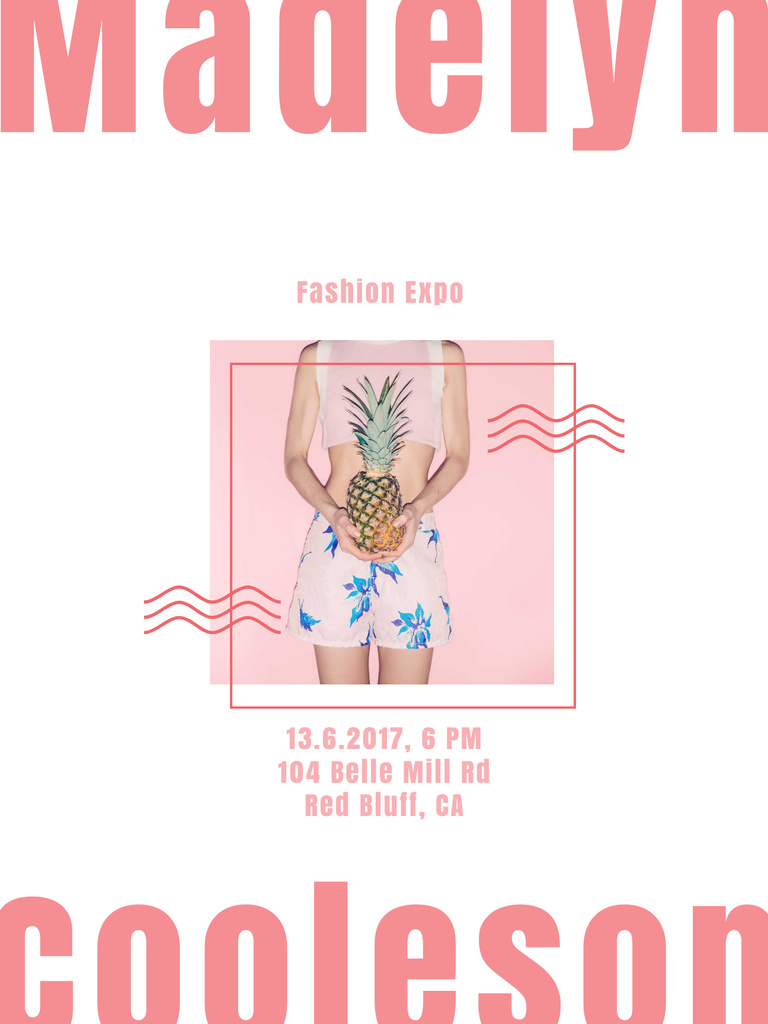 Platilla de diseño Summer Fashion Ad Girl Holding Pineapple Poster US