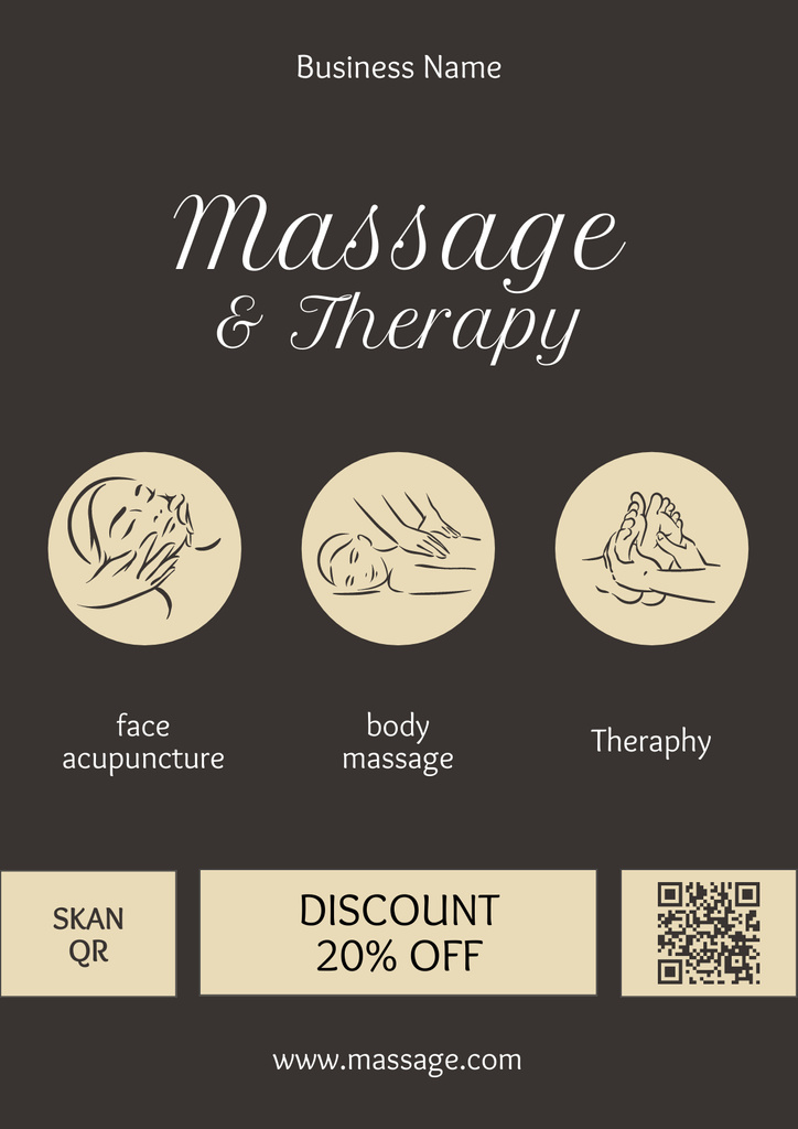 Plantilla de diseño de Discount for All Types of Massage Poster 