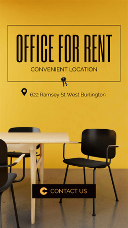 Minimalistic Office For Rent Offer in Yellow TikTok Video Modelo de Design