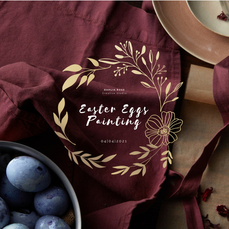 Coloured Easter eggs with Golden Wreath Animated Post Design Template