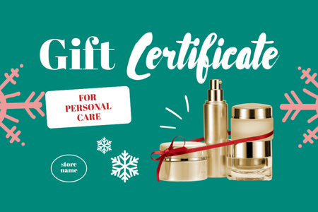Skincare Products Sale Offer on Christmas Gift Certificate Design Template