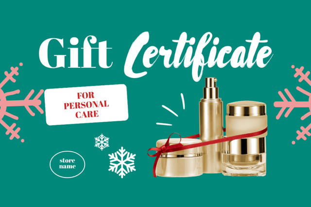Skincare Products Sale Offer on Christmas Gift Certificate Modelo de Design
