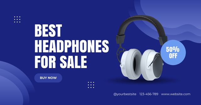 Best Headphone Sale Announcement Facebook AD Πρότυπο σχεδίασης