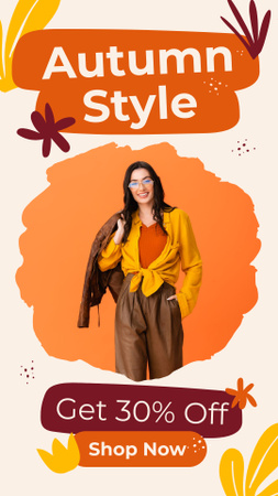 Designvorlage Autumn Fashion Look Discount für Instagram Video Story