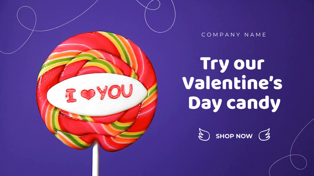 Colorful Candy With Phrase For Valentine`s Day Full HD video Modelo de Design