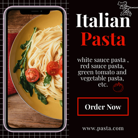 Italian Pasta Special Offer with Tomatoes and Parsley Instagram Tasarım Şablonu