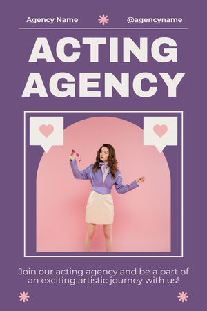 Acting Agency Services with Pretty Woman Pinterest Design Template