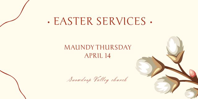 Easter Services Announcement with Elegant Floral Illustration Twitter tervezősablon