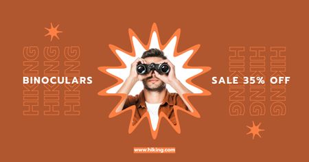 Plantilla de diseño de Binoculars Sale Discount Offer Facebook AD 