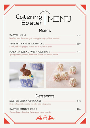 Easter Catering Offer with Sweet Cupcakes Menuデザインテンプレート