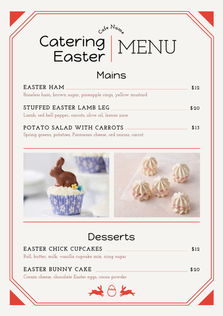Easter Catering Offer with Sweet Cupcakes Menu Tasarım Şablonu