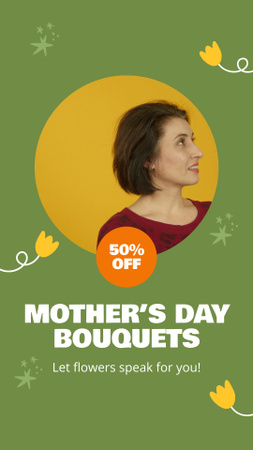 Mother's Day Bouquets As Gift With Discount Instagram Video Story Design Template