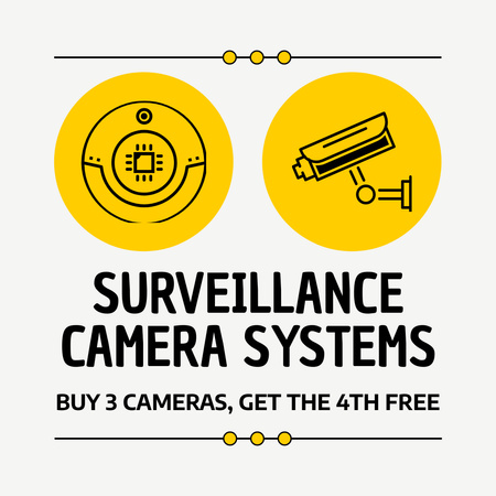 Surveillance Cams Promo with Simple Illustrations Instagram Design Template