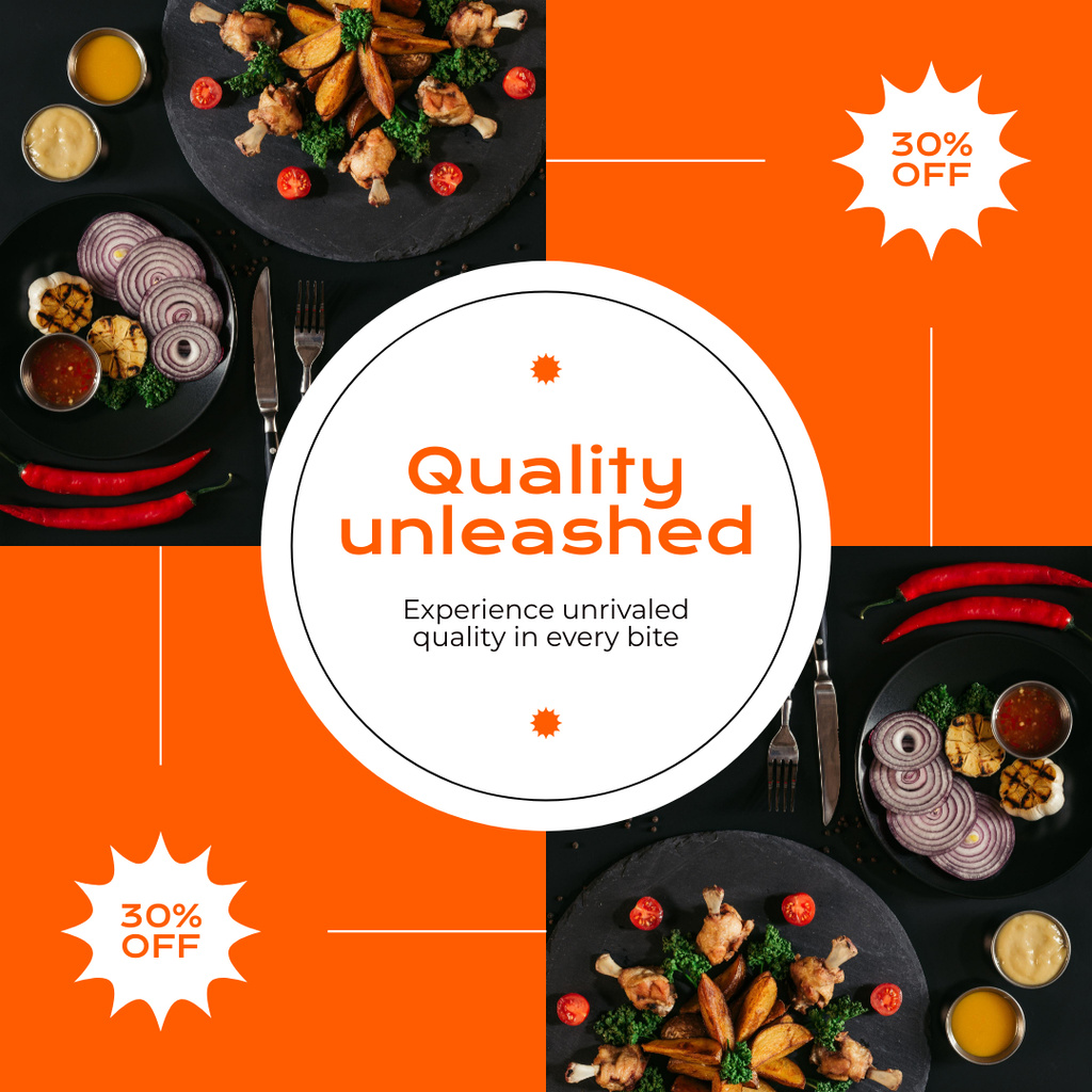 Offer of Delicious Food in Fast Casual Restaurant Instagram – шаблон для дизайну