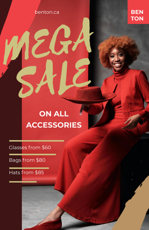 Mega Fashion Sale with African American Woman Flyer 5.5x8.5in Design Template