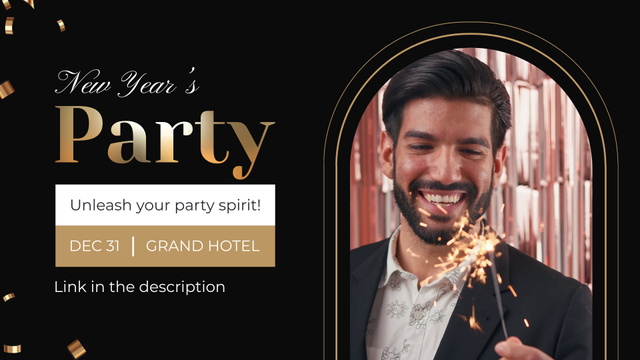 Joyful New Year Party Announcement With Sparkler Full HD video Design Template