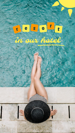 Designvorlage Travel Inspiration with Girl in Pool für Instagram Story