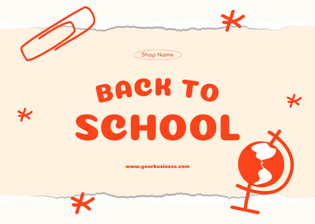 Back to School Announcement with Red Globe Card Design Template