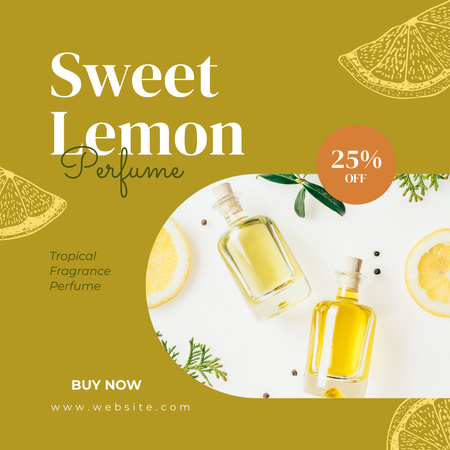 Sweet Lemon Perfume Sale Ad with Bottles of Aroma Instagram Design Template
