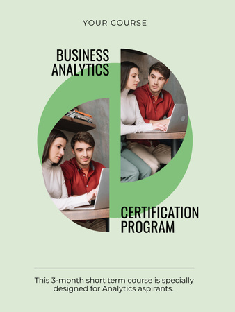 Quick Business Analytics Course Promotion In Green Poster US Design Template