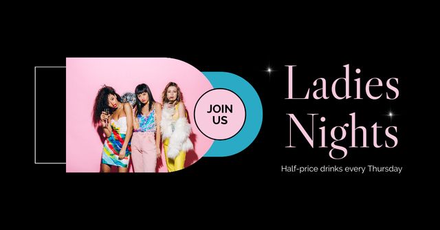 Lady's Night for Beautiful Young Women Facebook AD Design Template