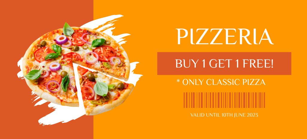 Promotional Offer for Classic Pizza Coupon 3.75x8.25in Tasarım Şablonu