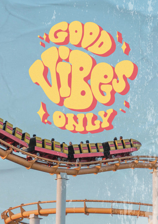 Designvorlage Inspirational Phrase with Roller Coaster Ride für Poster