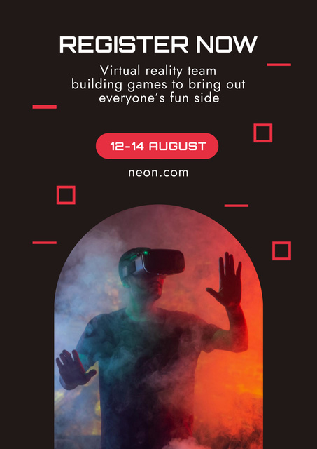 Announcement of Virtual Team Building Event Poster Modelo de Design