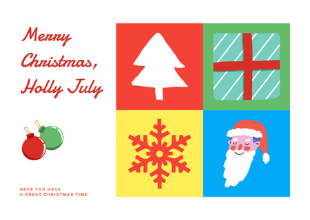 Merry Christmas in July Greeting Card Postcard Design Template