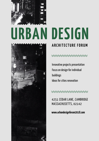 Ανακοίνωση Φόρουμ Αρχιτεκτονικής Urban Design Poster A3 Πρότυπο σχεδίασης
