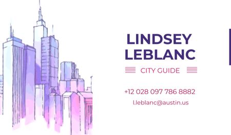 City Guide Ad with Skyscrapers in Blue Business card Design Template