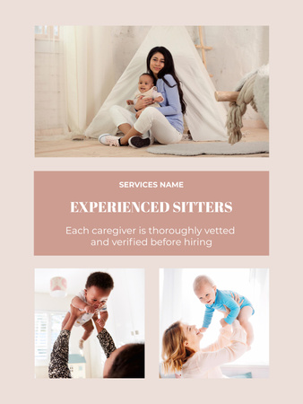 Babysitting Services Offer with Cute Babies Poster US Design Template