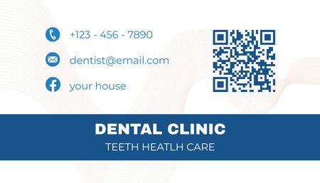 Dental Clinic Ad with Emblem of Tooth Business Card US Design Template