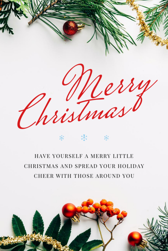 Merry Christmas Greeting and Wishes Postcard 4x6in Vertical Design Template