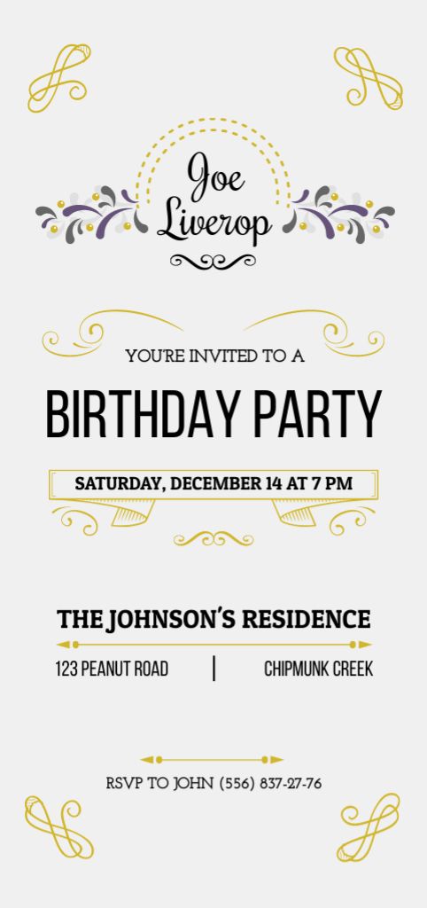 Designvorlage Birthday Party Invitation in Vintage Style für Flyer DIN Large