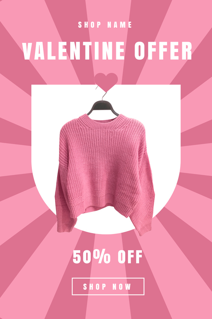 Plantilla de diseño de Valentine's Day Discount Offer on Women's Clothing Pinterest 