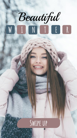 Winter Inspiration with Girl in Warm Clothes Instagram Story Design Template