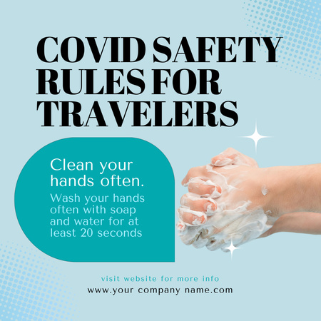 Plantilla de diseño de Reglas de seguridad de Covid para viajeros Instagram 