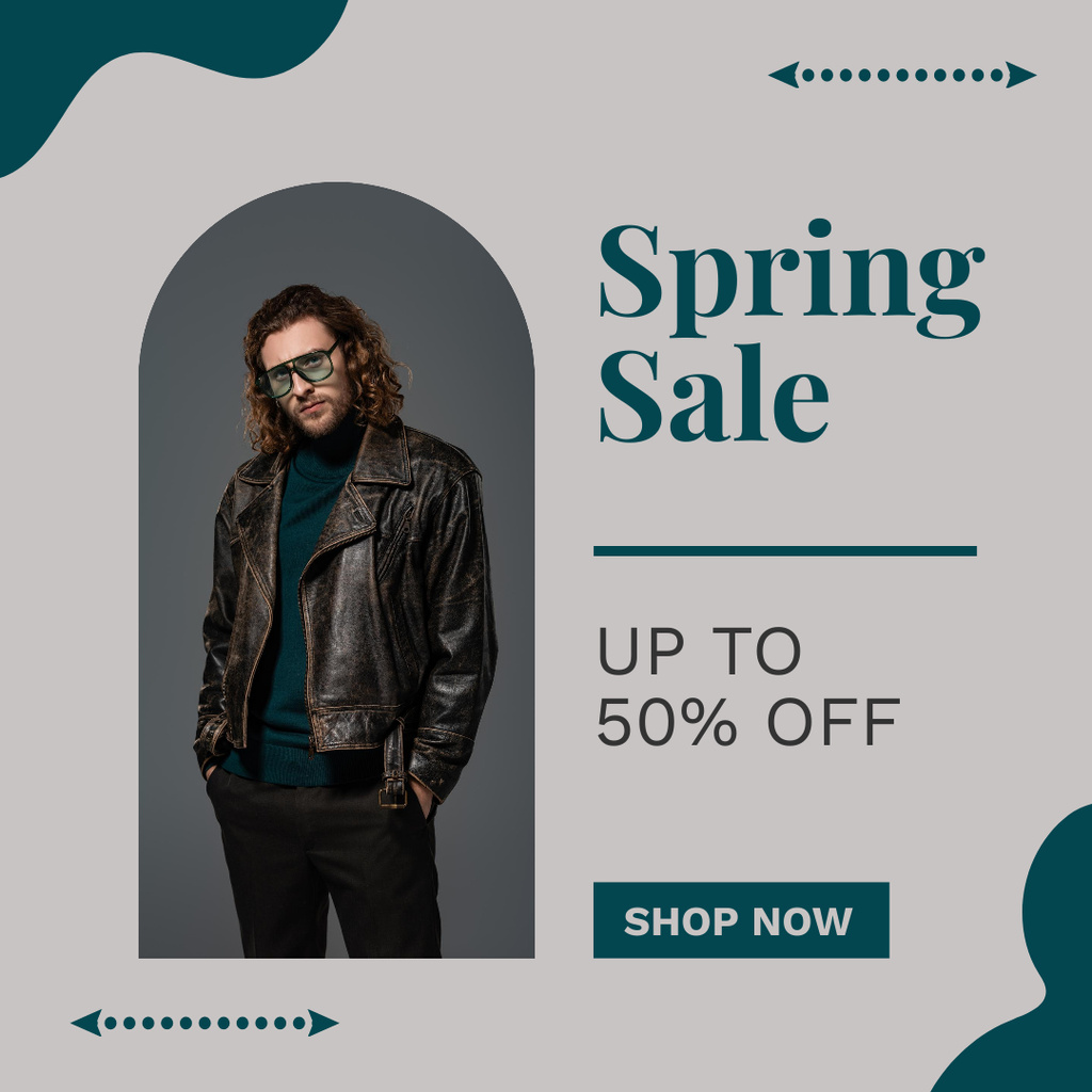 Spring Sale with Stylish Attractive Man Instagram Design Template
