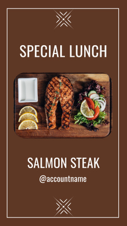 Lunch Offer with Grilled Salmon Steak Instagram Story Design Template