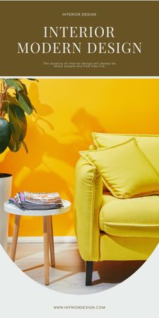 Designvorlage Moderne Wohndesign-Anzeige mit gelbem Sofa für Graphic