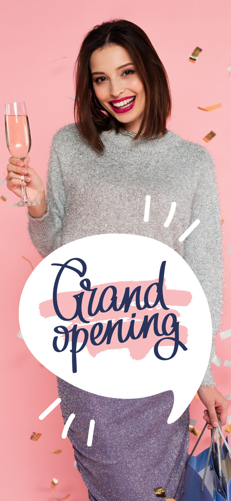 Ontwerpsjabloon van Snapchat Geofilter van Grand Opening Event Celebration With Champagne Glass