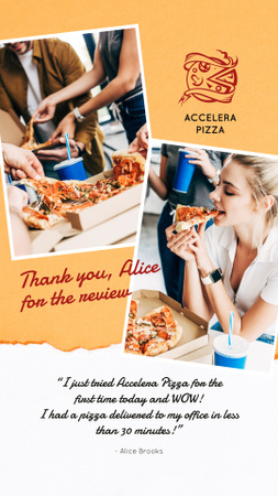 Avaliação de restaurantes Pessoas comendo Pizza Instagram Story Modelo de Design