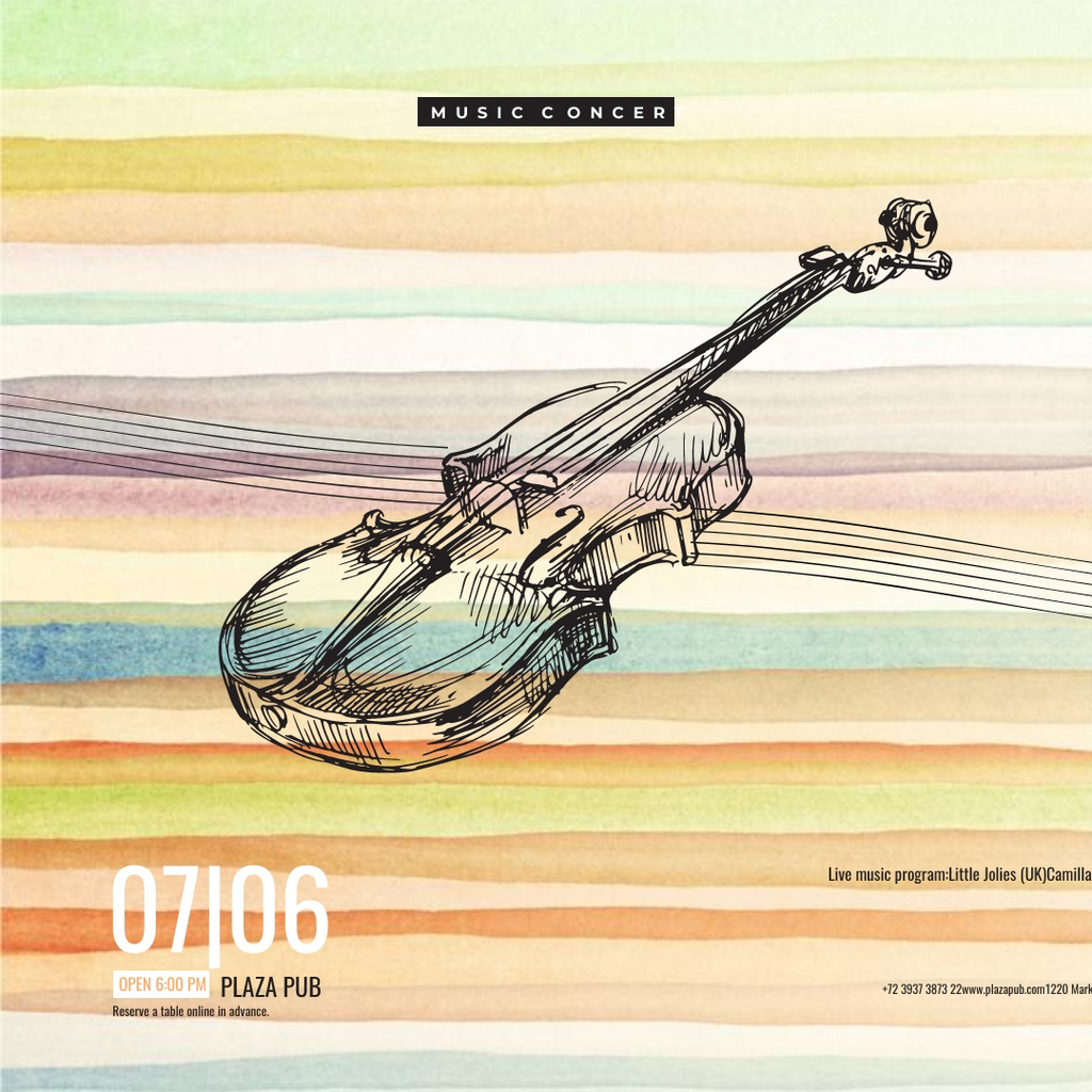 Classical Music Concert Violin Sketch Instagram AD Design Template