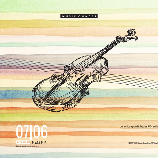 Classical Music Concert Violin Sketch Instagram AD Modelo de Design