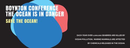 Convite de conferência de ecologia colorido quadro de borrões Facebook cover Modelo de Design