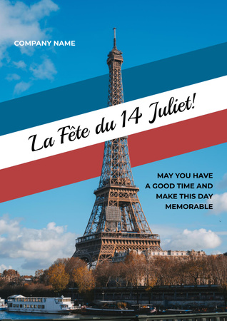 French National Day Celebration Announcement Poster tervezősablon