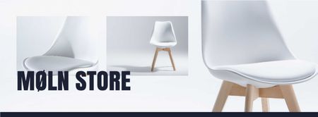 Plantilla de diseño de oferta tienda de muebles con silla minimalista blanca Facebook cover 