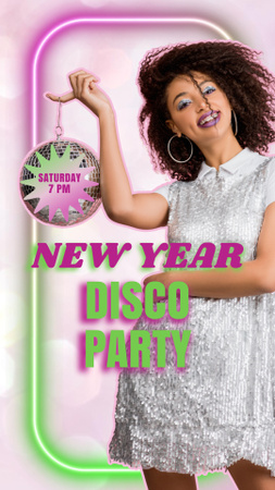 New Year Disco Party Announcement Instagram Story Modelo de Design